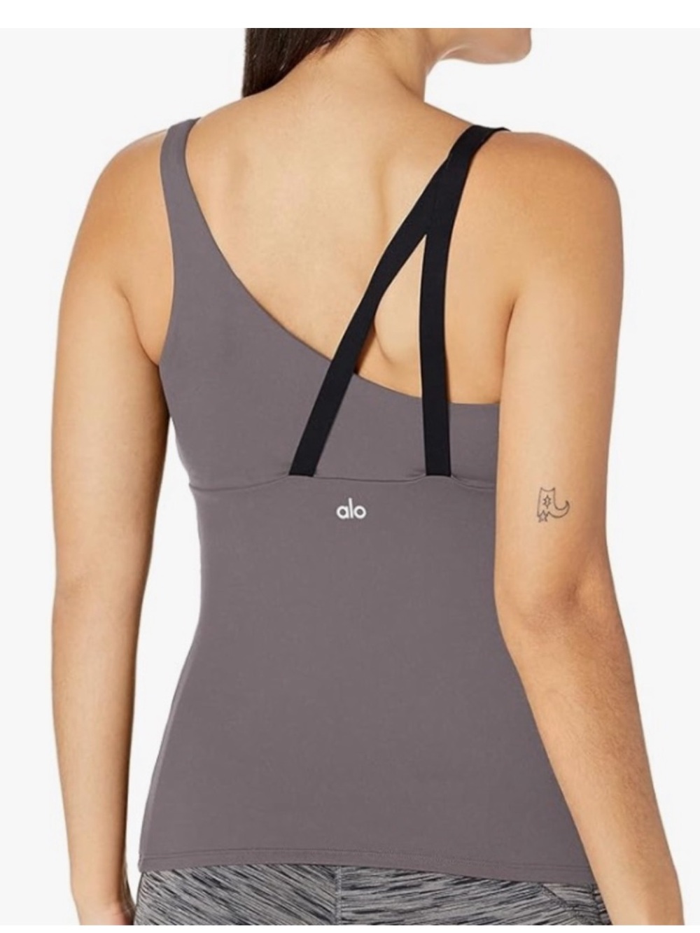 ALO Yoga Asymmetrical Purple/Gray Tank with Black Strap Size Small - Picture 2 of 5